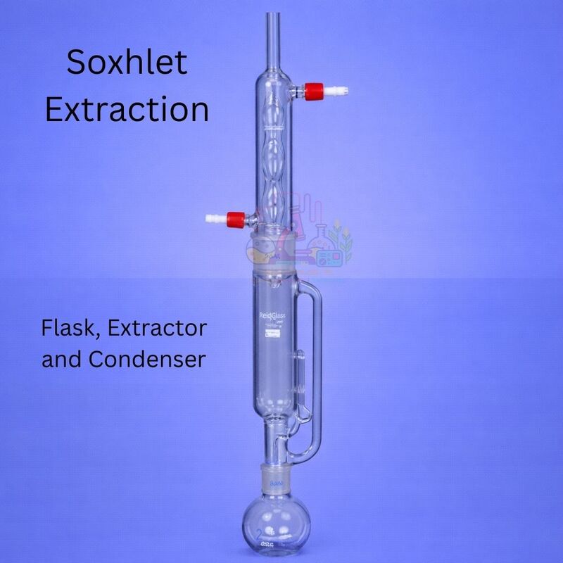 Soxhlet Extraction - Flask, Extractor and Condenser