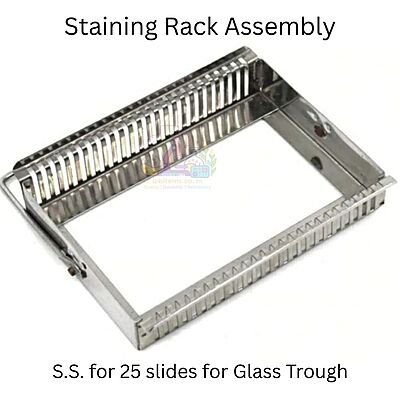 Staining Rack Assembly, S.S. for 25 slides for Glass Trough