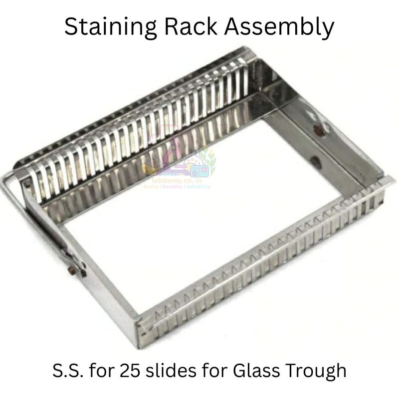 Staining Rack Assembly, S.S. for 25 slides for Glass Trough