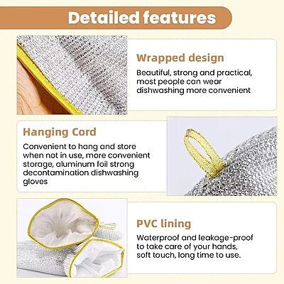 Steel Dish Washer Gloves Pack of 2 Steel Dish Washer Gloves Pack of 2