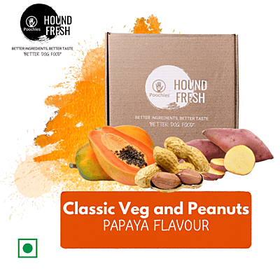 Hound Fresh Sweet Potato and Peanut Dog Pure Veg Fresh Food, Papaya Flavored Hound Fresh Sweet Potato and Peanut Dog Pure Veg Fresh Food, Papaya Flavored