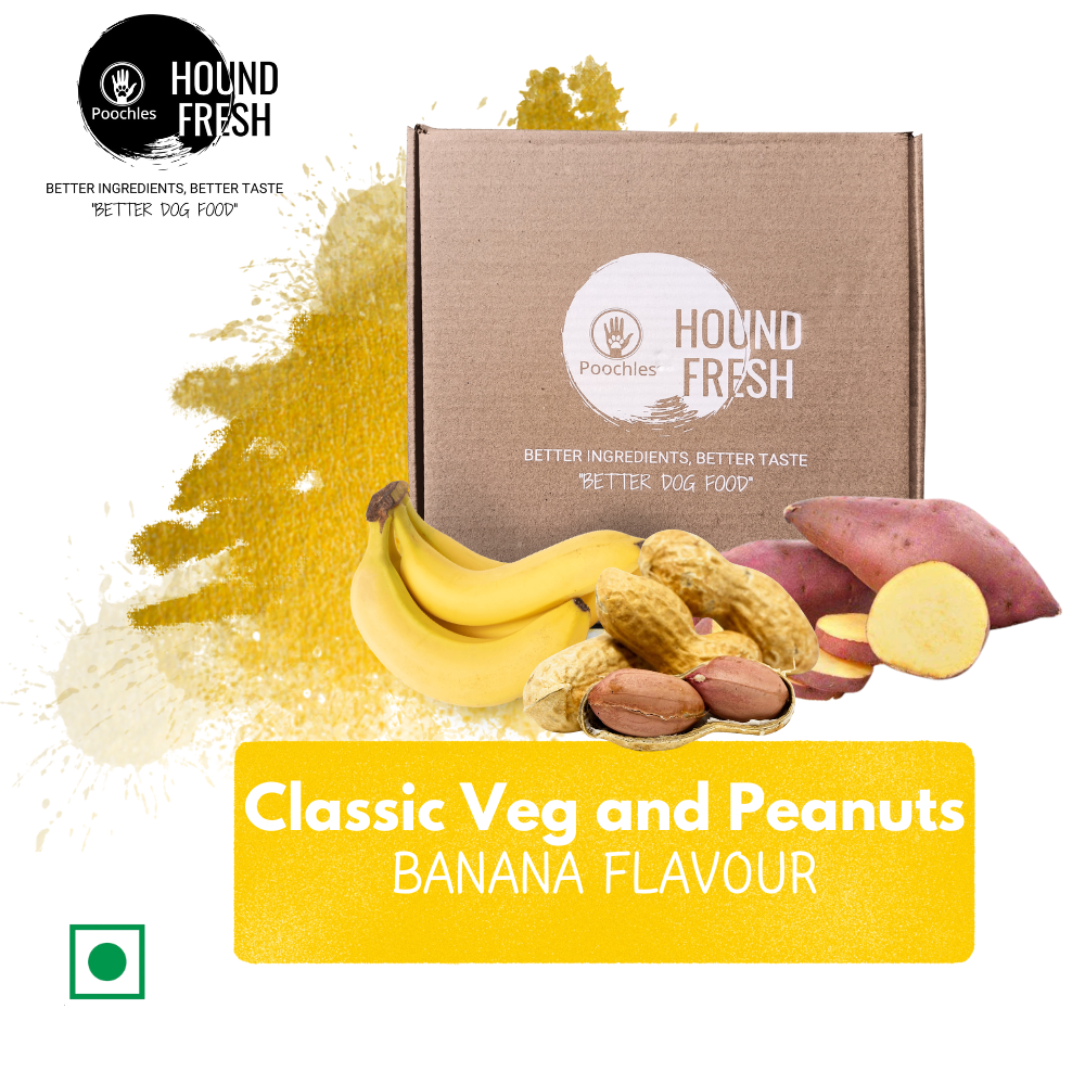 Hound Fresh Sweet Potato and Peanut Dog Pure Veg Fresh Food, Banana Flavored Hound Fresh Sweet Potato and Peanut Dog Pure Veg Fresh Food, Banana Flavored