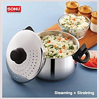 Sonu Stainless Steel Strainer Pot | Multipurpose Pasta, Noodles & Vegetable Cooker