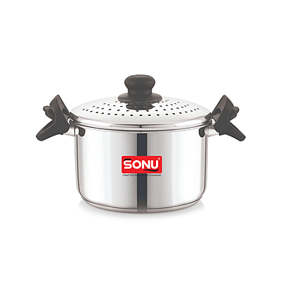 Sonu Stainless Steel Strainer Pot  | Multipurpose Pasta, Noodles & Vegetable Cooker