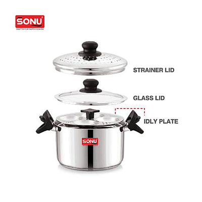 Sonu Stainless Steel Strainer Pot  | Multipurpose Pasta, Noodles & Vegetable Cooker
