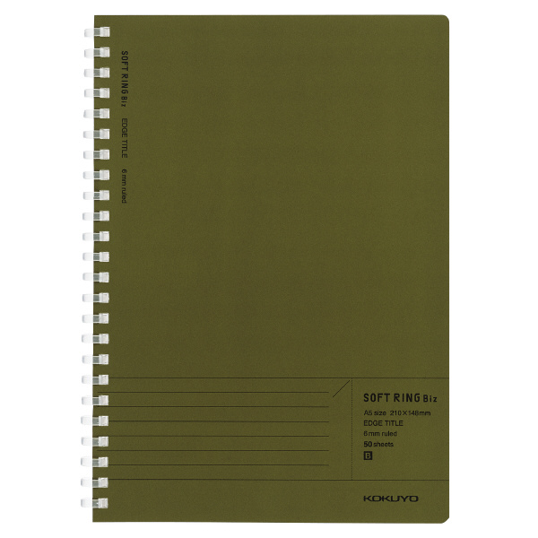 Kokuyo Soft Ring Biz Grid Ruled 50 Sheets A5 Green