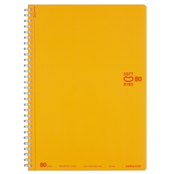 Kokuyo Soft Ring Dot B Ruled 80 Sheets Semi-B5 Orange