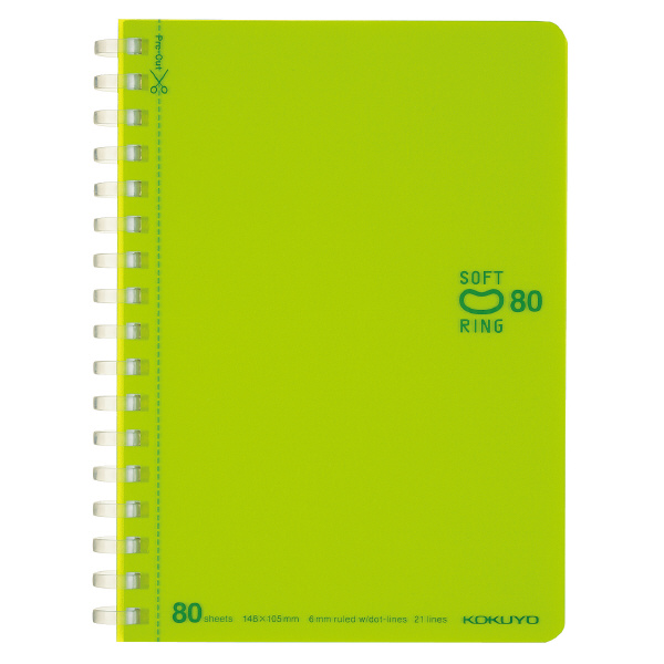 Kokuyo Soft Ring Dot Ruled 80 Sheets A6 Light Green