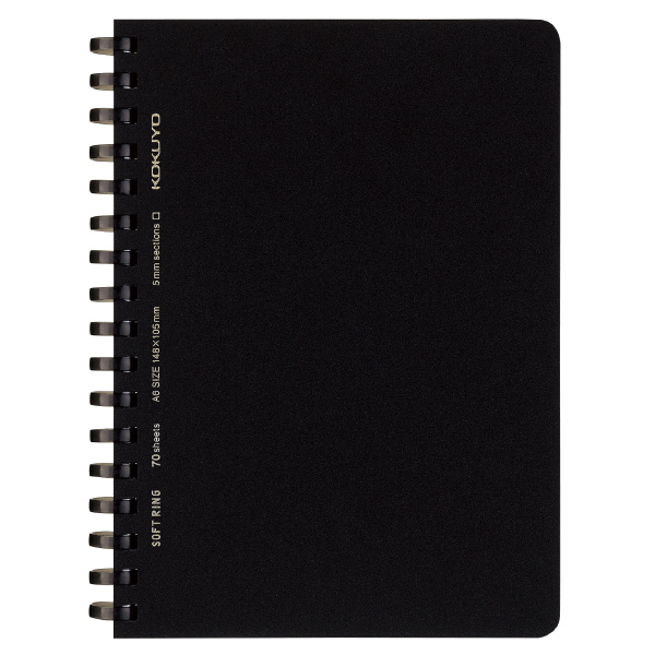 Kokuyo Soft Ring Grid Ruled 70 Sheets A6 Black