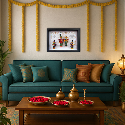 Subha Vivah - Handcrafted & Personalized Wall Frame with Wedding dolls