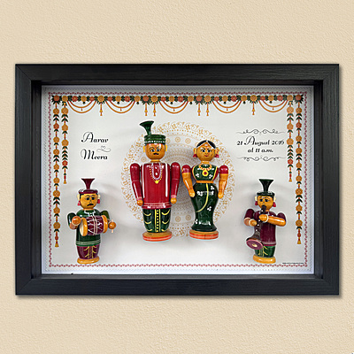 Subha Vivah - Handcrafted & Personalized Wall Frame with Wedding dolls