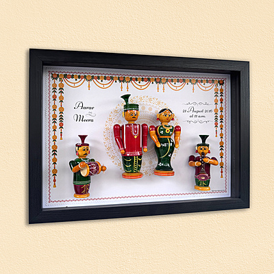 Subha Vivah - Handcrafted & Personalized Wall Frame with Wedding dolls