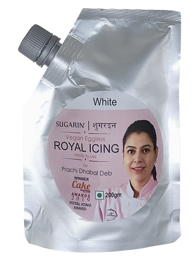 Sugarin Vegan Eggless Royal Icing By Prachi Dhabal Deb White 200gm Tube