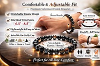 ankkjyoti Suleimani Aqeeq Pearl Beads Bracelet 8mm