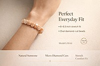 ankkjyoti Sunstone diamond cut beads Bracelet 10mm