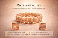 ankkjyoti Sunstone diamond cut beads Bracelet 10mm