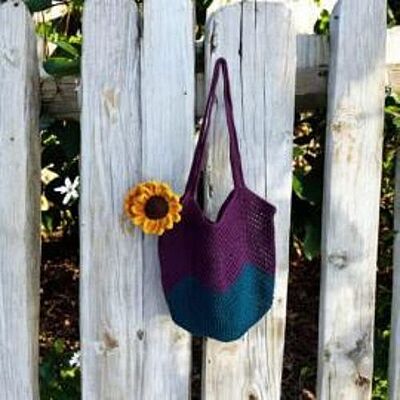 Bucket Bag Large Purple and Teal Blue