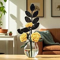 Triple-Blossom Rose Flower Stem