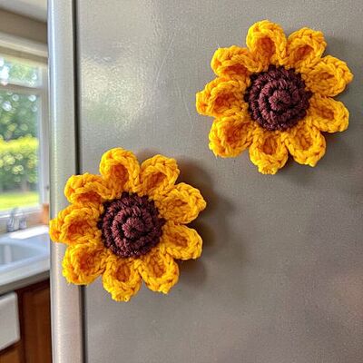 crochet Sunflower Magnets