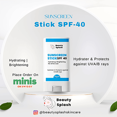 Glow & Protect: Beauty Splash Sunscreen Stick SPF 40 with Jojoba Oil for Moisturizing & Nourishing Sun Protection