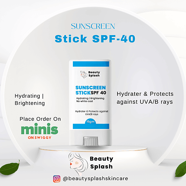 Glow & Protect: Beauty Splash Sunscreen Stick SPF 40 with Jojoba Oil for Moisturizing & Nourishing Sun Protection