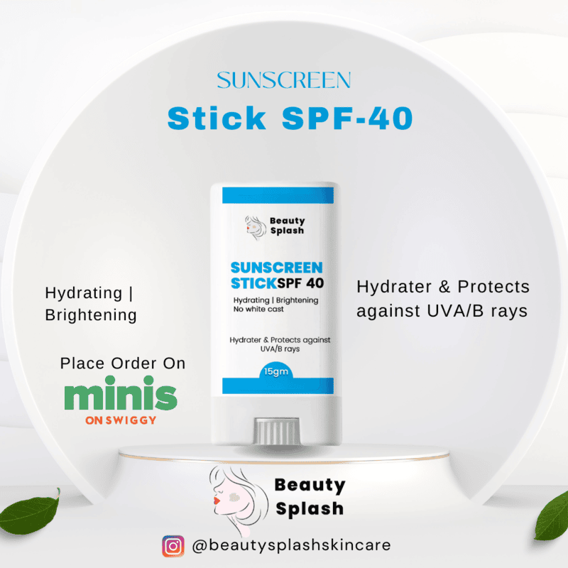 Glow & Protect: Beauty Splash Sunscreen Stick SPF 40 with Jojoba Oil for Moisturizing & Nourishing Sun Protection