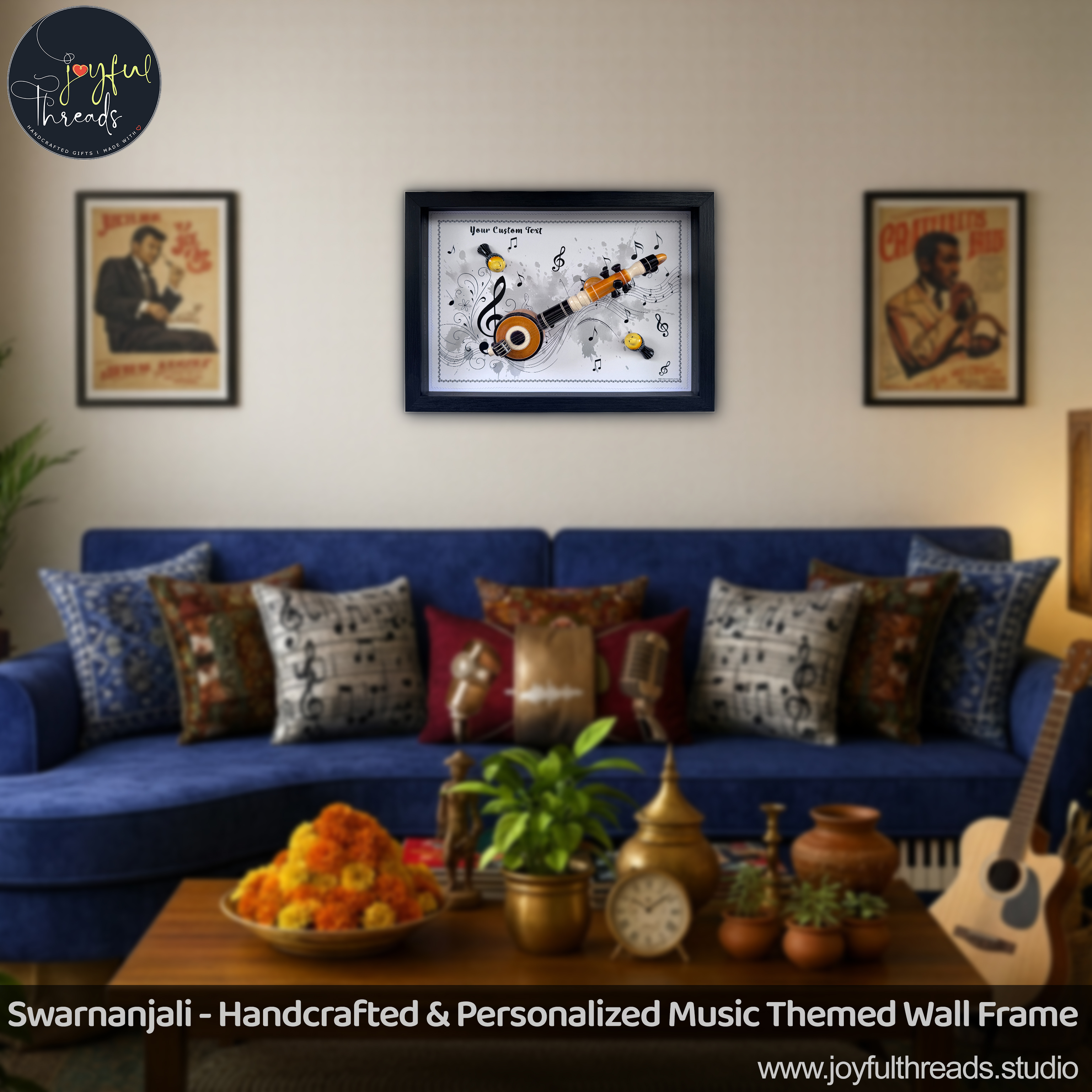 Swarnanjali - Handcrafted & Personalized Music-Themed Wall Frame - 19x13 Inch