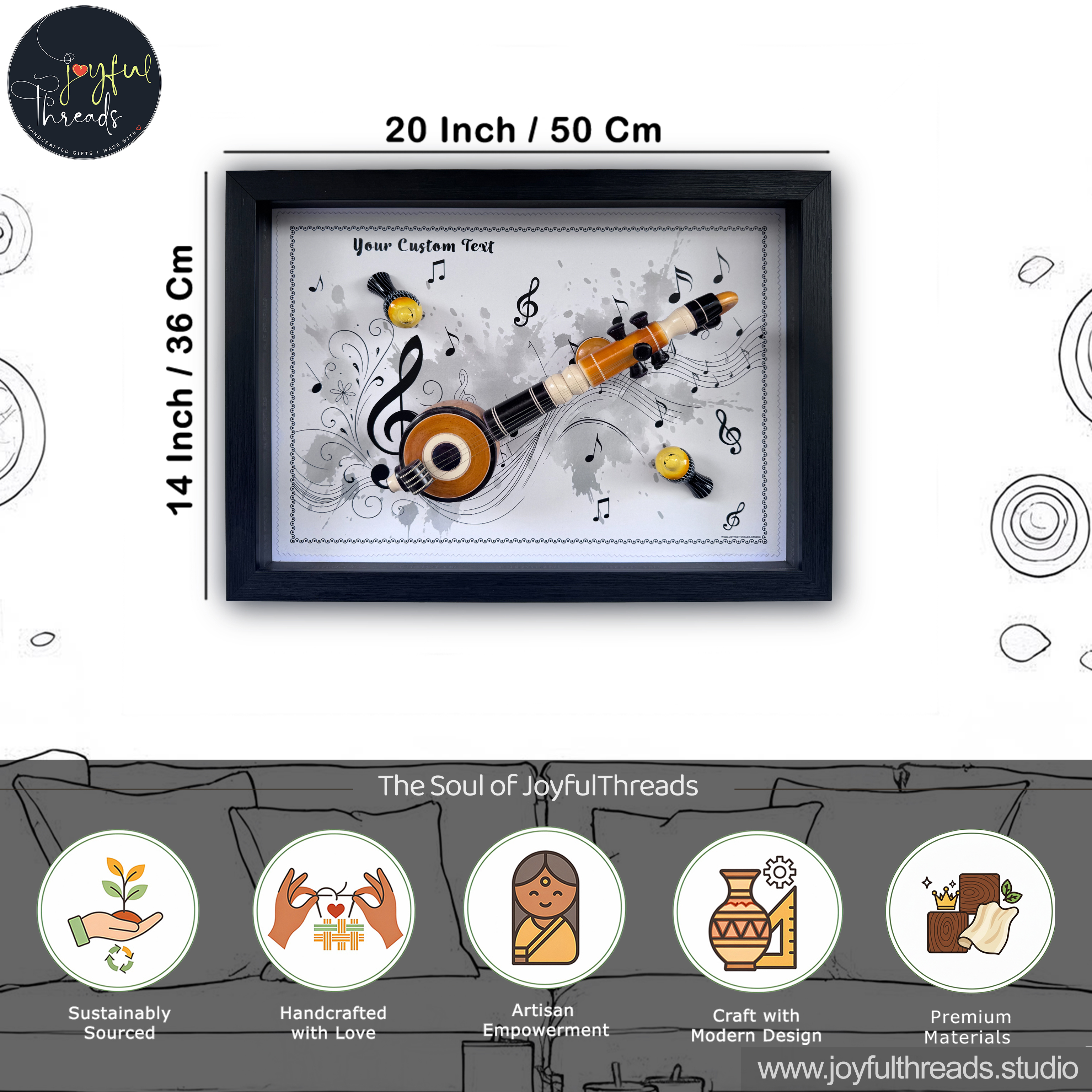 Swarnanjali - Handcrafted & Personalized Music-Themed Wall Frame - 19x13 Inch