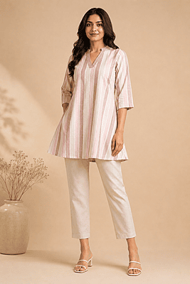 Blush Stripe A-Line Short Kurta Top