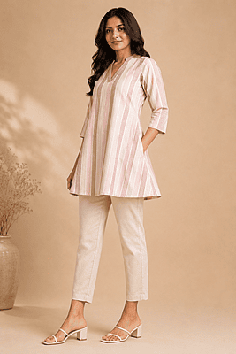 Blush Stripe A-Line Short Kurta Top