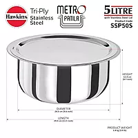 HAWKINS TRI PLY PATILA WITH SS LID 5L SSP50S