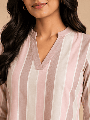 Blush Stripe A-Line Short Kurta Top