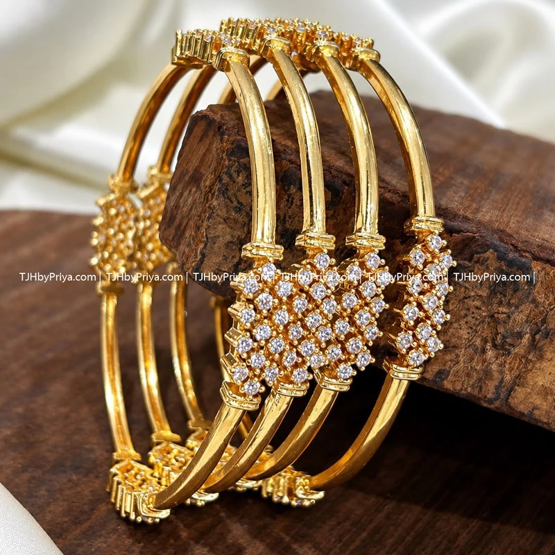 Gold Alike Stone Bangles Sizes 2.4, 2.6, 2.8 (TJH 431)