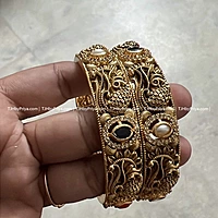 Premium Traditional Bangles Peacock With Stones Sizes 2.4, 2.6, 2.8 (TJH 344)