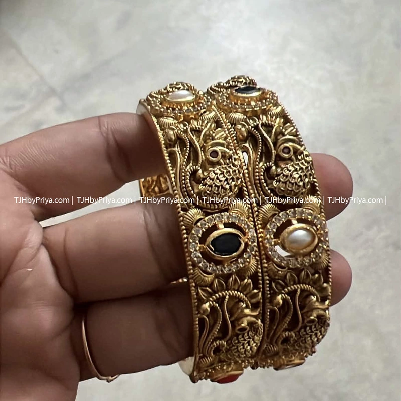 Premium Traditional Bangles Peacock With Stones Sizes 2.4, 2.6, 2.8 (TJH 344)