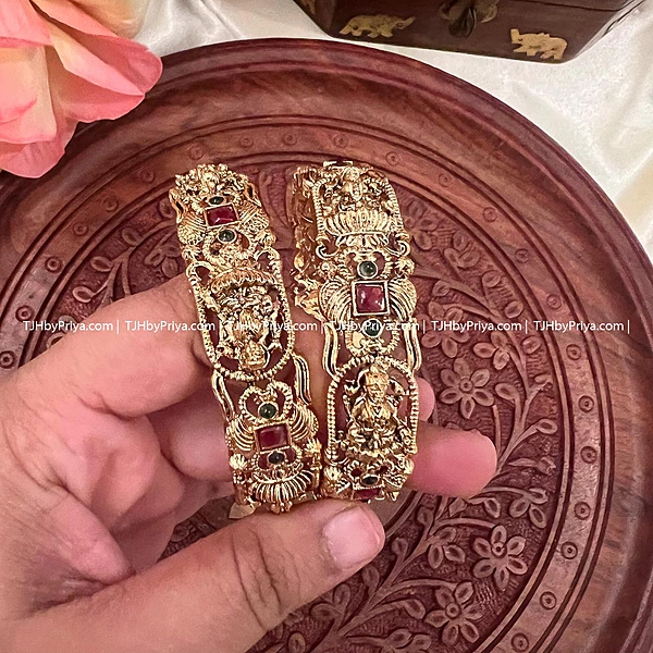 Traditional Bangles With Nagas Design And Stones Sizes 2.4, 2.6, 2.8 (TJH 355)