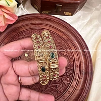 Traditional Bangles With Peacock Motifs Sizes 2.4, 2.6, 2.8 (TJH 356)