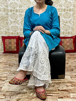 Chikan Kurti Lucknowi Palazzo Set-Rama