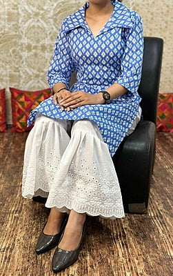 Premium Cotton Kurta Culotte Set Catalogue 1-Blue-1