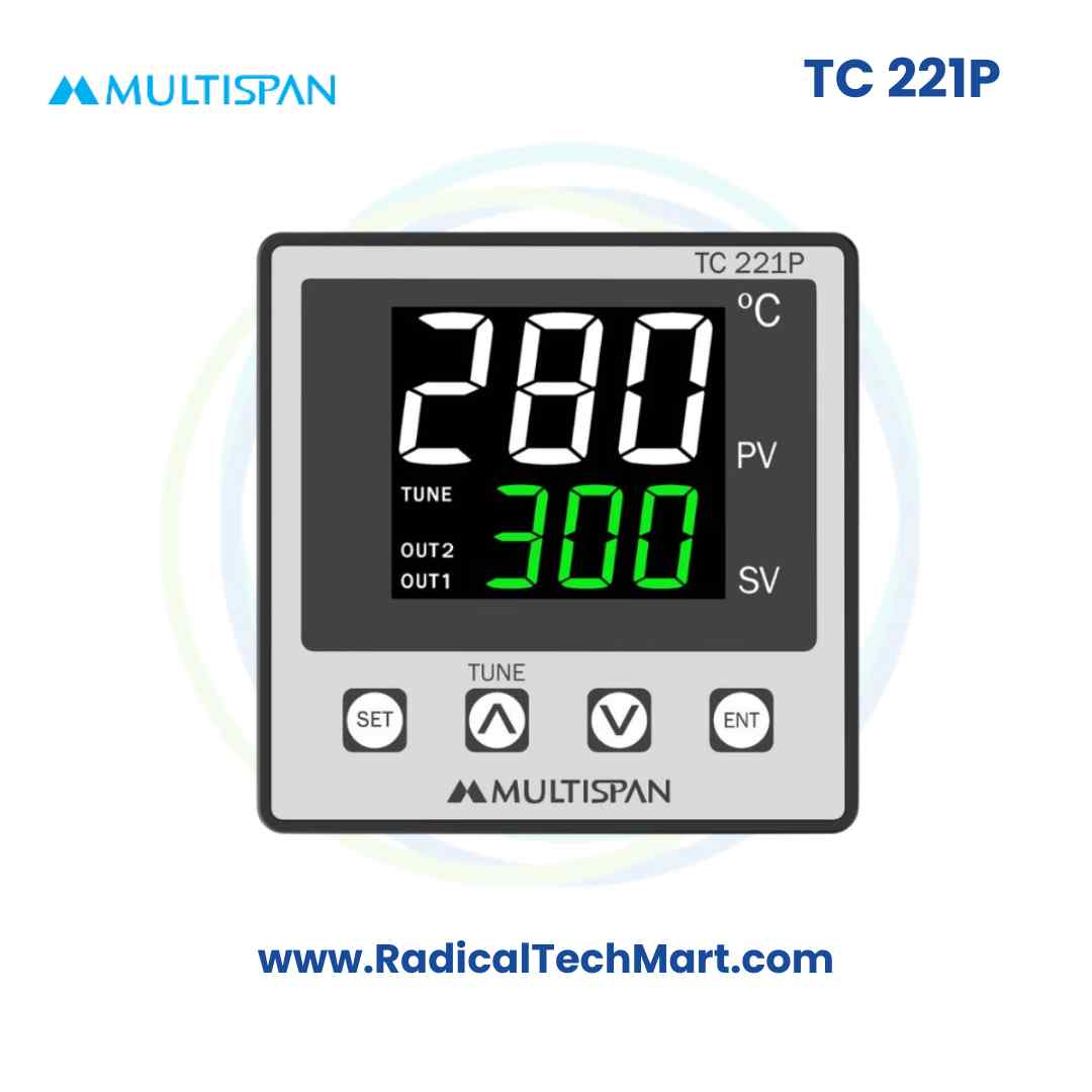 Multispan TC-221P PID Temperature Controller | 72x72mm | J-Type Input | Relay + SSR Output
