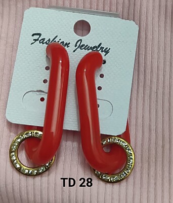 Red Half Hoop Earring