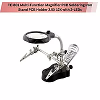 LED Lighted Magnifying Glass Soldering Station | 2.5X 7.5X 10X Hands-Free Magnifier with Clips