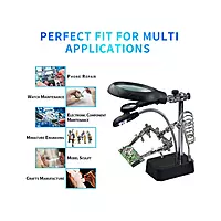 LED Lighted Magnifying Glass Soldering Station | 2.5X 7.5X 10X Hands-Free Magnifier with Clips