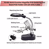 LED Lighted Magnifying Glass Soldering Station | 2.5X 7.5X 10X Hands-Free Magnifier with Clips