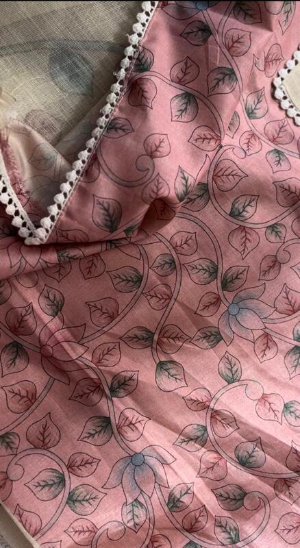 Cream Floral Organza Saree