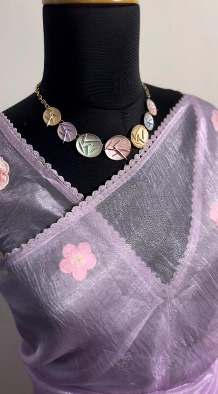 Sheer Saree with Floral & Bird Motifs