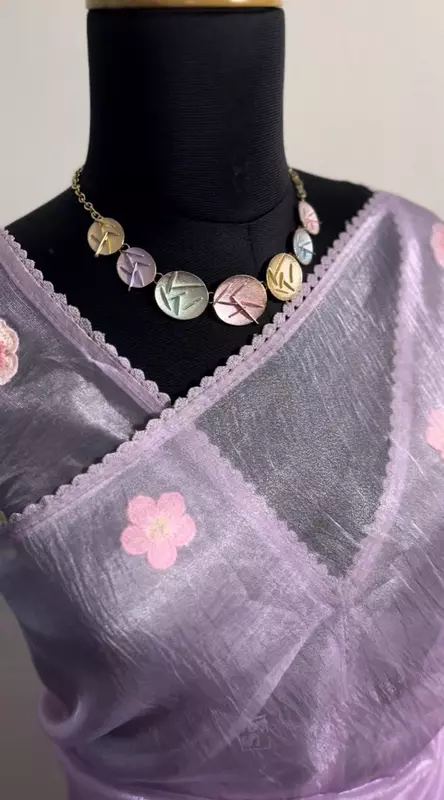 Sheer Saree with Floral & Bird Motifs