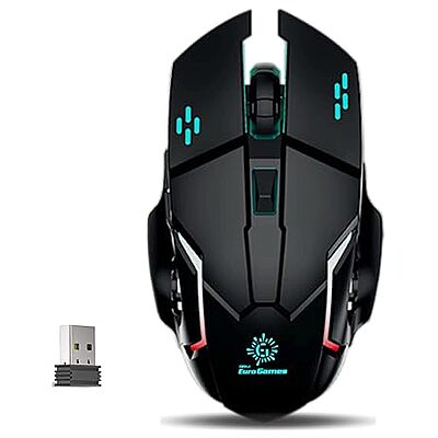 Open Box RPM Euro Games Wireless Gaming Mouse | Rechargeable-500 mAH Battery | Upto 3200 DPI | 6 Buttons Wireless Optical Gaming Mouse
