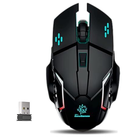 Open Box RPM Euro Games Wireless Gaming Mouse | Rechargeable-500 mAH Battery | Upto 3200 DPI | 6 Buttons Wireless Optical Gaming Mouse