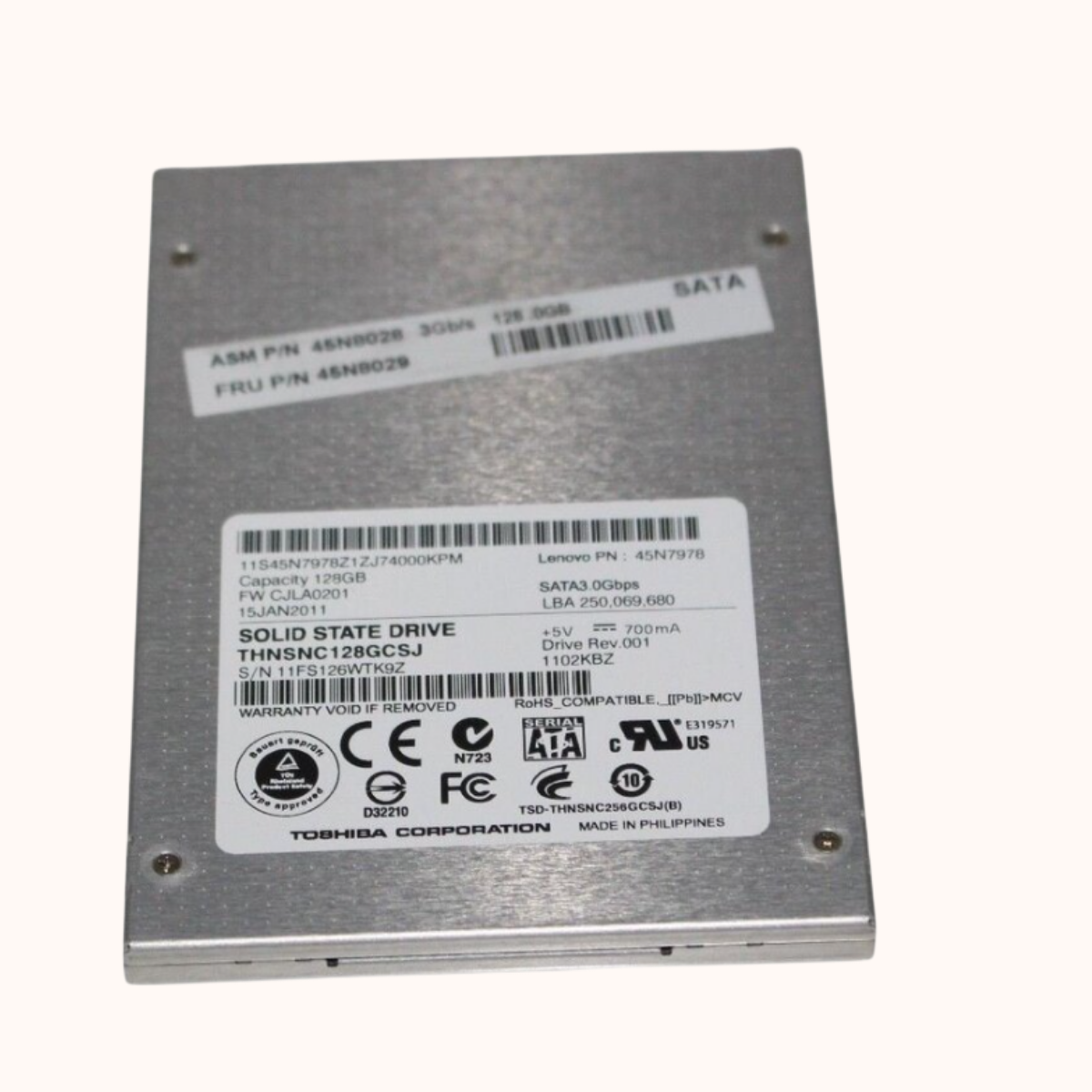 Refurbished TOSHIBA 2.5" SATA SSD 128GB (THNSNC128GBSJ)